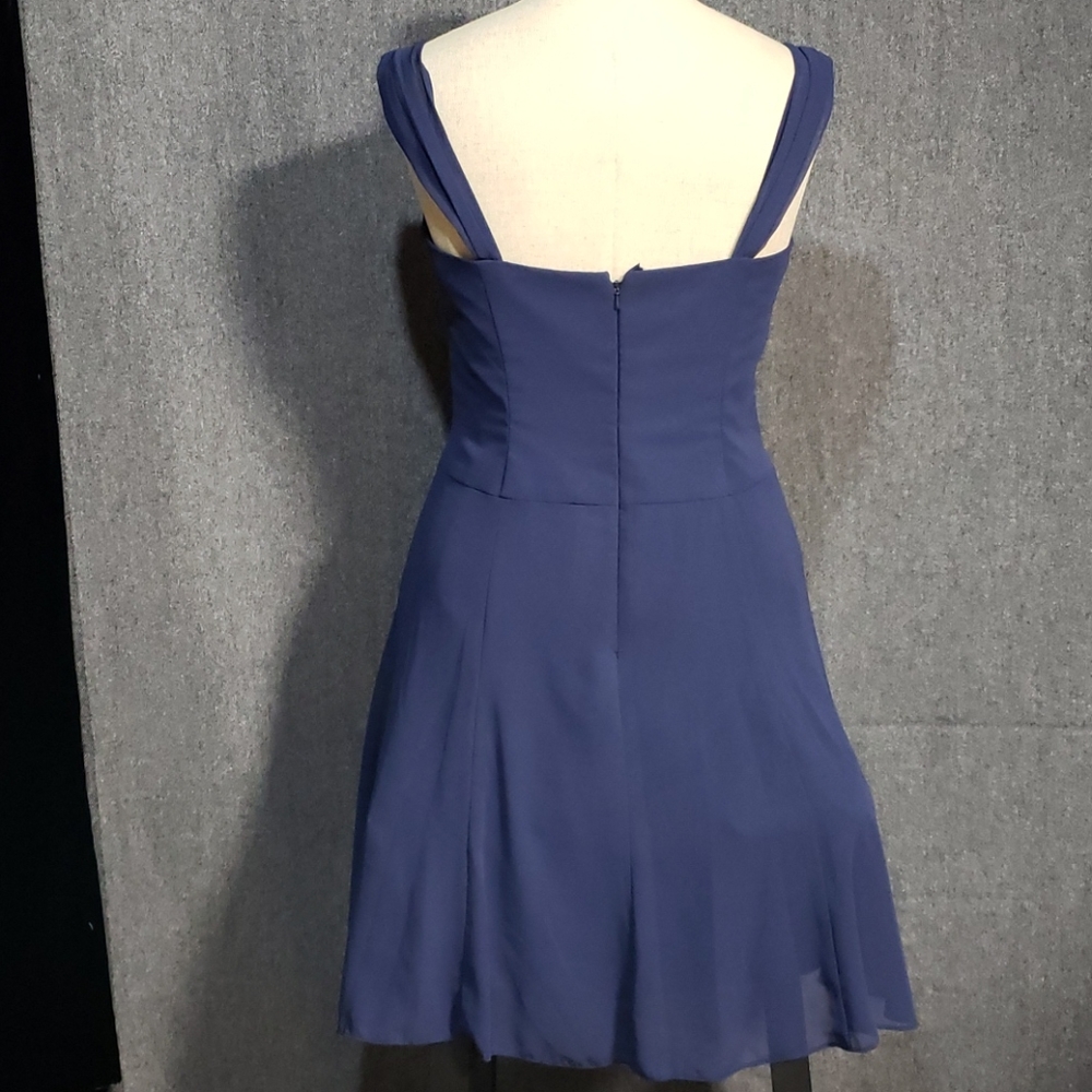 ^David’s Bridal Periwinkle Chiffon Floral Dress - Picture 6 of 14